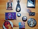 Set of 10 David Bowie Badges Keyring Fridge Magnet etc assorted Memorabilia