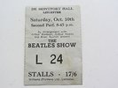 THE BEATLES SHOW TICKET   DE MONTFORT HALL, LEICESTER, U.K.  SAT 10th  OCT 1964