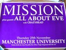 The Mission Gig Poster for Manchester.Thursday 25th November 1999. All About Eve