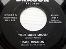 PAUL DRAGON r&r M—  45 autographed sleeve BLUE SUEDE SHOES MEAN WOMAN BLUES dm20