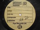 Val Doonican You're The Only One Acetate Pye G 1968 one-sided acetate, You're Th