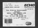 QUEEN + PAUL RODGERS  :  THE COSMOS ROCKS CONCERT TICKET STUB - LIVERPOOL 2008
