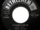 TONY ALLEN & The TWILIGHTERS 45 It Hurts Me So / Trakey-Doo 1962 Doo Wop WS1446