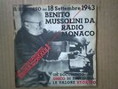 Vinile 45 giri Benito MUSSOLINI - DISCORSO RADIO MONACO 1943 M-/Ex+