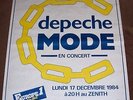 DEPECHE MODE 1 X MON 17th DEC 1984 ZENITH THEATER PARIS 1 X IT'S NO GOOD POSTER