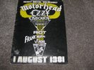 Motorhead  Ozzy Osbourne rare tour programme