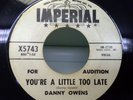 DANNY OWENS - YOU'RE A LITTLE TOO LATE. US AUDITION IMPERIAL NORTHERN RARITY.