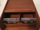 VTG Kalmar Teak Wood 30 Cassette Tape Tambour Roll Top Organizer Storage EUC