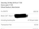 2 x Ed Sheeran concert tickets Manchester FRONT ROW  Saturday 26th May **BH**