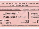 Kate Bush  In Concert  Lionheart Tour 1979   Ticket/Konzertkarte/Eintrittskarte