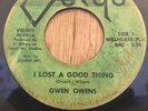GWEN OWENS northern soul 45 I Lost A Good Thing / I'll Be Crying   Velgo