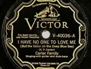 78 RPM VICTOR V-40036 - CARTER FAMILY - I HAVE NO ONE TO LOVE ME - EARLY COUNTRY