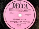 Whoopee John Wilfahrt - Scarce Promo Decca 78 RPM - Adeline Polka A10