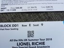 Lionel Richie tickets x 2 Lincolnshire Showground 10 June floor seating