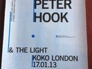 SIGNED Peter Hook ( Joy Division ) & The Light Poster Koko London 17/01/13