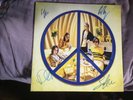 peace happy people signed 12” double lp vinyl, one clear blue, one clear yellow 