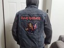 Handmade Iron Maiden Hoodie Hooded Denim Jersey Sleeves Embroidered Patch XL