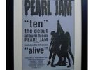 PEARL JAM+Ten+POSTER+AD+ORIGINAL 1992+GALLERY QUALITY FRAMED+FAST GLOBAL SHIP