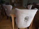 4 x Wing back velvet chairs with Lion knocker back