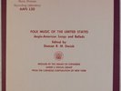 FOLK MUSIC OF UNITED STATES: Anglo American Songs Rare Library of Congress LP