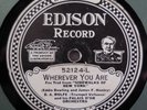 Edison Diamond Disc 52124 Hot Jazz B.A. Rolfe Wherever You Are/ Duke Yellman