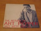 LP THE RETURN OF ART PEPPER JAZZ WEST JWLP 10