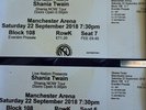 Shania Twain Tickets X2  Block 108  Manchester Arena  22nd September