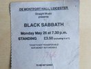 BLACK SABBATH Concert Ticket De Montfort Hall, Leicester, May 26th 1980