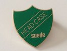 SUEDE PIN BADGE HEAD CASE PIN BADGE GREEN HEAD MUSIC ERA - VERY RARE