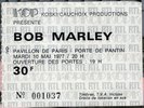 RARE BOB MARLEY TICKET BILLET DU CONCERT  LIVE A PARIS ( FRANCE ) 10 MAI 1977