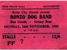 Bonzo Dog Band Ron Geesin Greasy Bear Free Trade Hall Manchester 24/11/69 Ticket