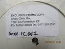 CHRIS MAC, JUS REMEMBER EP, FIRST CLASS RECORDS PROMO, UK GARAGE
