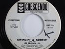 Inst Surf Tittyshaker/Exotica 45 LES BROWN JR Swingin & Surfin VG++/+ promo HEAR