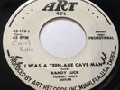 RANDY LUCK I Was a Teen Age Cave Man on Art Promo Halloween Rockabilly 45 VG++