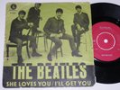 Very rare The Beatles single 45 She Love's You red Parlophone Sweden VG/VG+