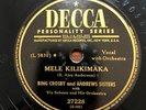 BING CROSBY and ANDREWS SISTERS Mele Kalikimaka/ Poppa Santa Claus DECCA 78