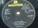 the Beatles all my loving  uk 1963  parlophone label mono gep 8891solid centre