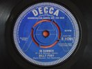 BILLY FURY DEMO 45, IN SUMMER/I'LL NEVER FALL IN LOVE, Original 1962 DEMO. VG