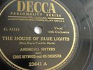 Andrews Sisters - 78rpm single 10-inch – Decca #23641 The House of Blue Lights