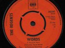 THE REGENTS - WORDS / WORRYIN' KIND (CBS)  - Rare 60's UK Pop Rock 45 VG