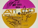BEE GEES: AUTOGRAPHED Lbl signed by all 3 bros Robin, Barry & Maurice GIBB