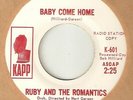 RUBY & THE ROMANTICS Baby Come Home KAPP PROMO  NORTHERN SOUL 45