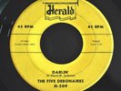 ++RARE++DOO WOP 45 RPM RECORD BY THE FIVE DEBONAIRES-DARLIN' / WHISPERING BLUES