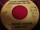 RICHARD CHAMBERLAIN Fan Club Message 45 rpm red vinyl spoken word #82