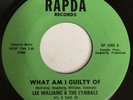 LEE WILLIAMS & THE CYMBALS, WHAT AM I GUILTY OF, RAPDA#1002, FUNK 45 RECORD,1970