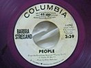 Barbra Streisand Purple Vinyl Columbia 42965 People Vintage White Label 45 RPM