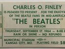 Beatles Original Used Concert Ticket Municipal Stadium Kansas City 1964