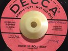 JOHNNY CARROLL HOT ROCKS  Rock N Roll Ruby / Tryin To Get - Decca 9-29940 pink