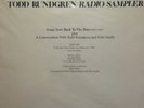 TODD RUNDGREN Back To The Bars RADIO SAMPLER LP Promo