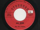 '56 R&B/DooWop FIVE SATINS All Mine/Rose Mary STANDORD VG+ HEAR BOTH